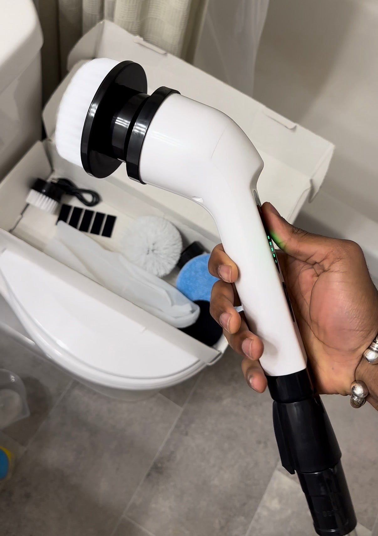 Cordless Electric Scrubber - 8 Replaceable Heads and Telescopic Handle